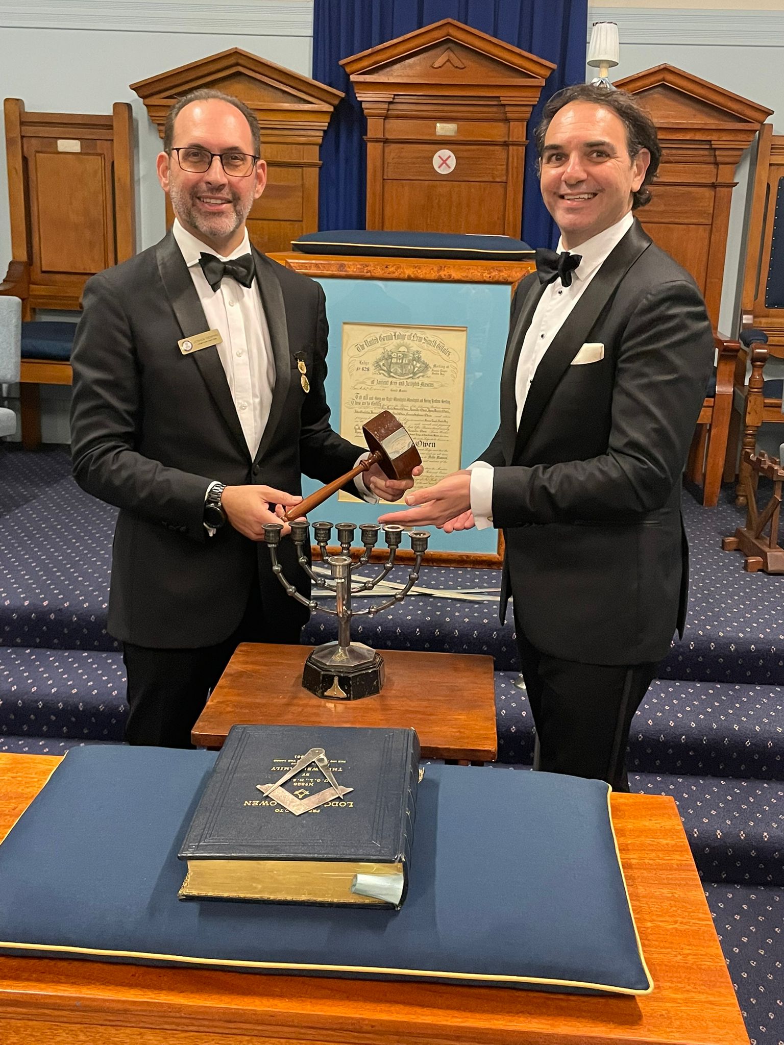 RW Bro Joshua Newman SGW with W Bro Ian Stein